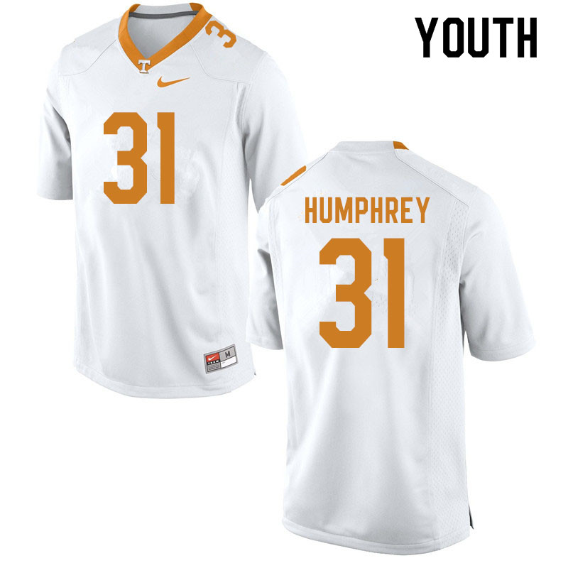 Youth #31 Nick Humphrey Tennessee Volunteers College Football Jerseys Sale-White